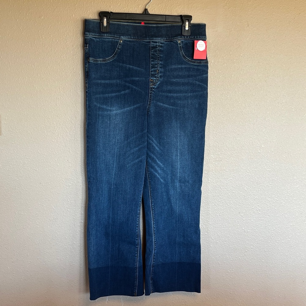 SPANX Dark Blue Cropped Flare Jeans